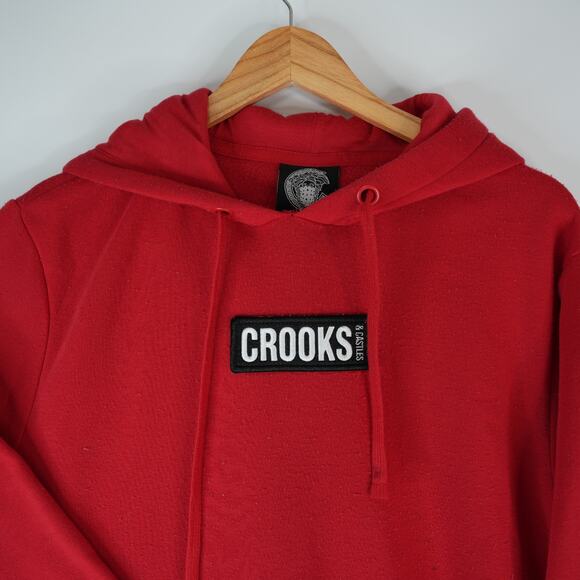 Crooks & Castles Hoodie Mens Large Red Chest Box Logo Sweatshirt - Picture 3 of 10